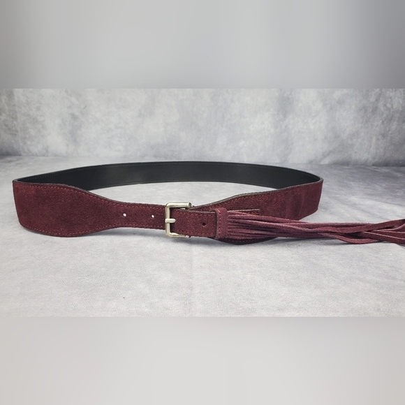Burberry Women's Maroon Suede belt Made In Italy Size 36 - Picture 1 of 12